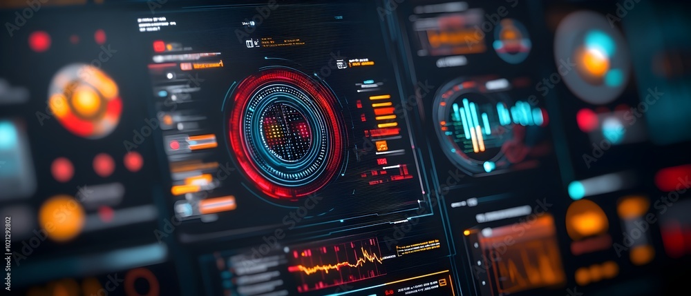 Poster mesmerizing digital data display with immersive hud overlay seamless blending of futuristic gui elem