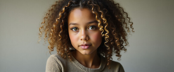 Portrait of a Young Girl with Curly Hair