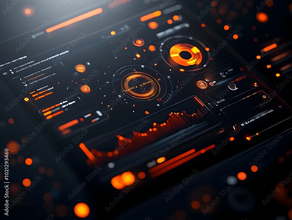 Poster sleek and intuitive digital data presentation with abstract information graphics glowing neon tinged