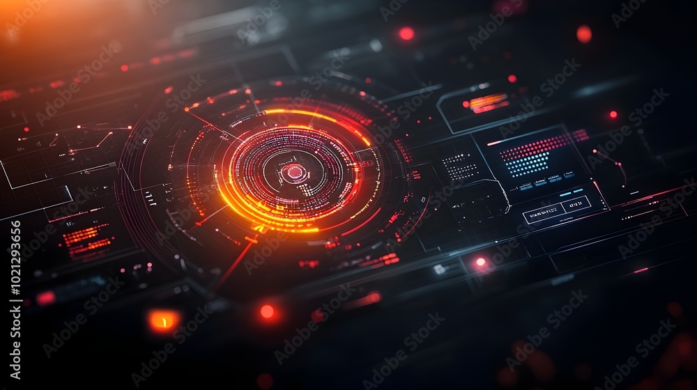 Poster innovative futuristic game background design featuring a generative ai powered digital data display 