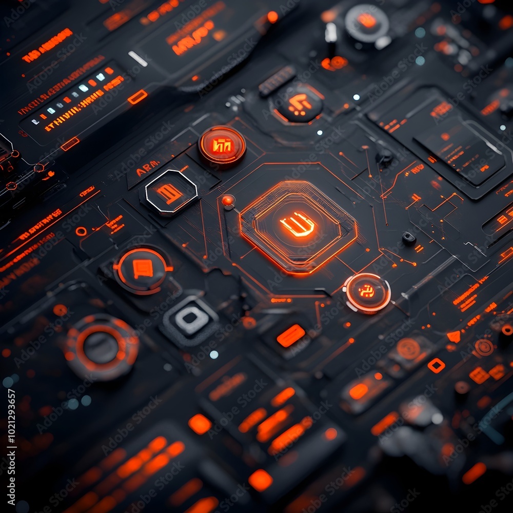 Poster cutting edge game interface showcasing the future of digital technology innovative hud and gui eleme