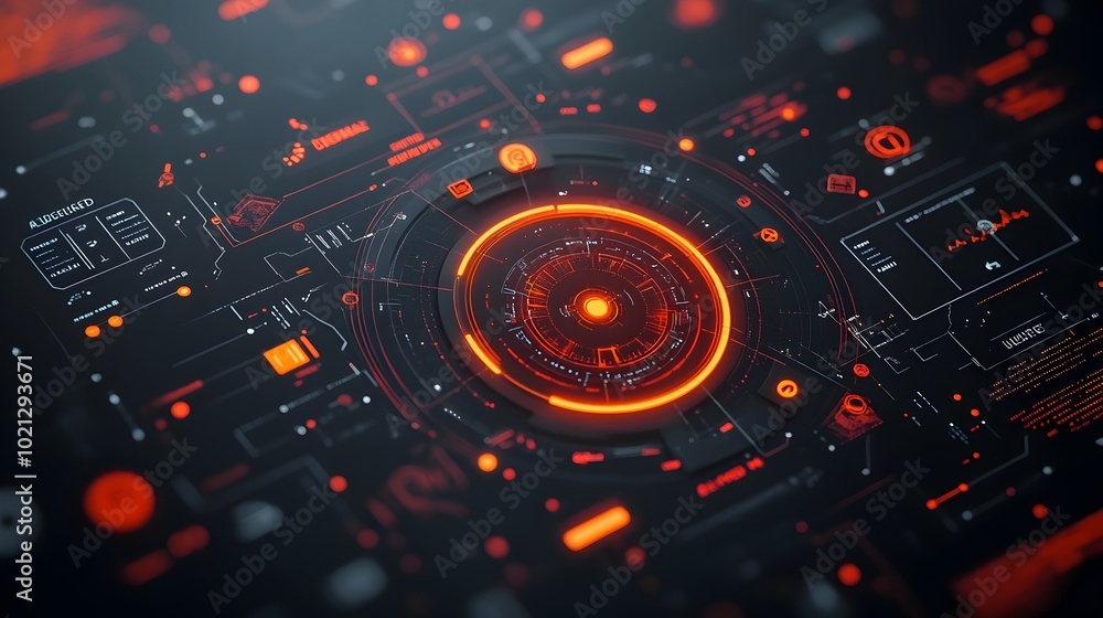 Poster mesmerizing futuristic game background design featuring a sleek and immersive hud heads up display a