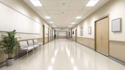Obraz premium Modern Hospital Hallway Interior Design