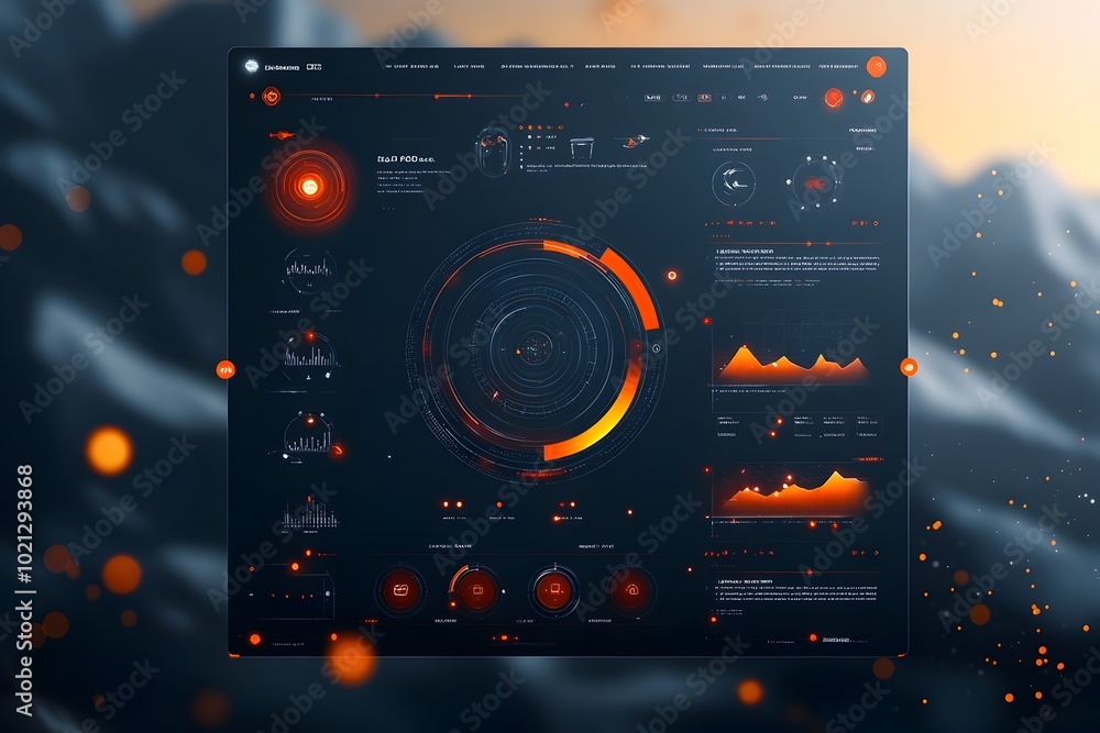 Poster sleek and minimalist hud and gui design elements embedded within a stunning sci fi landscape showcas