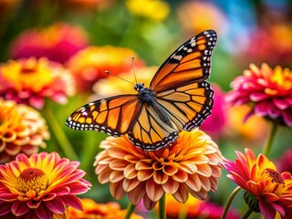 Colorful Butterfly Resting on a Vibrant Flower in Nature's Garden – A Captivating Scene of Beauty and Serenity