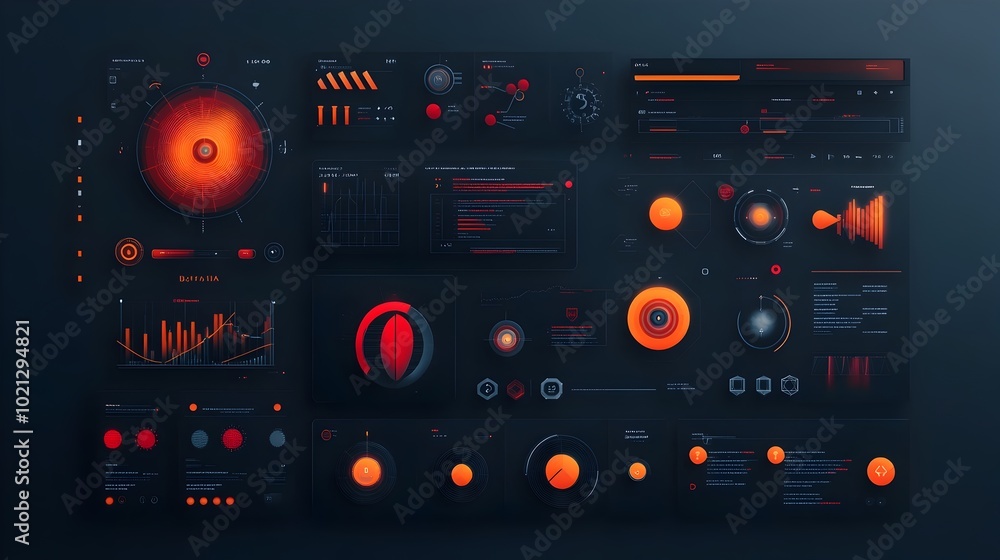 Aufkleber stylized digital data display with clean modern geometric ui elements modular layout and minimalist 