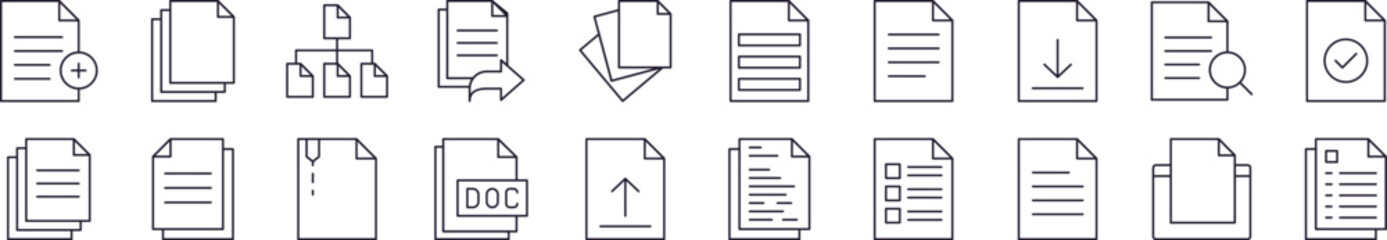 Collection of Signs of Documents, Clipboards, Office for apps, web sites, banners, infographics and other types of design