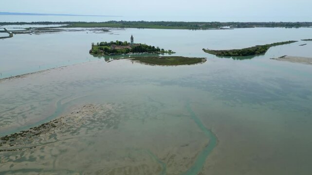 Grado Lagoon seen from above. Between waters, islands and uncontaminated nature