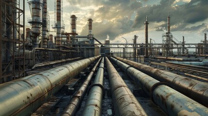 Rusty Pipes and Towers: A Glimpse into Industrial Landscape