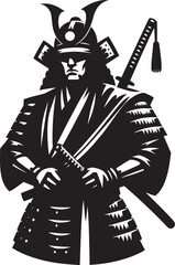 samurai warrior sward man mascot Silhouette illustration isolated on a white background