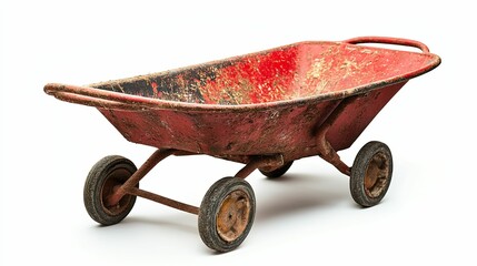 Red Wheelbarrow with Mud Stains