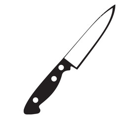 Knife isolated on white background, Knife silhouette, Realistic kitchen knife vector icon