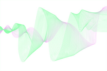 Abstract backdrop with green wave gradient lines on white background. Modern technology background, wave design