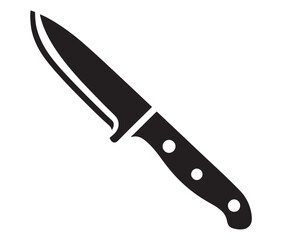 Knife isolated on white background, Knife silhouette, Realistic kitchen knife vector icon