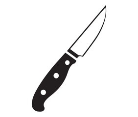 Knife isolated on white background, Knife silhouette, Realistic kitchen knife vector icon