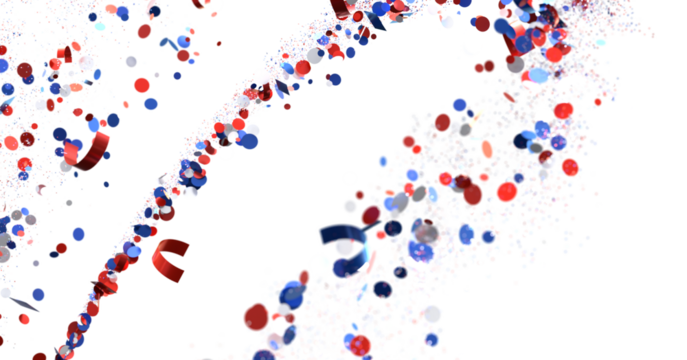 Confetti - White banner with colorful Confetti.