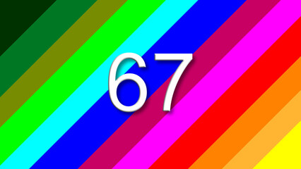 67 colorful rainbow background year number