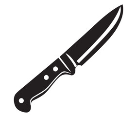 Knife isolated on white background, Knife silhouette, Realistic kitchen knife vector icon