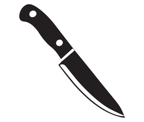 Knife isolated on white background, Knife silhouette, Realistic kitchen knife vector icon