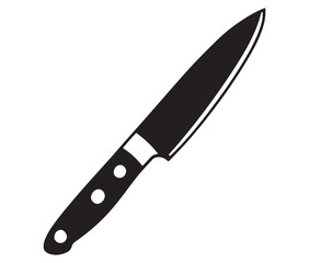 Knife isolated on white background, Knife silhouette, Realistic kitchen knife vector icon