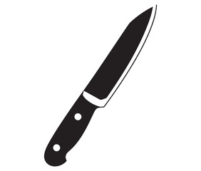 Knife isolated on white background, Knife silhouette, Realistic kitchen knife vector icon