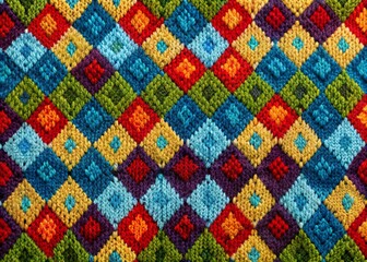 Fototapeta premium Colorful Knitting Argyle Pattern for Textiles, Fashion Design, Home Decor, and Craft Projects