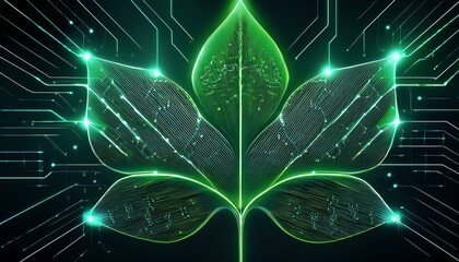 Green leaf on circuit board