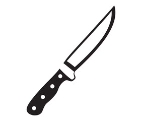 Knife isolated on white background, Knife silhouette, Realistic kitchen knife vector icon