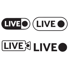 live stream icon vector set 