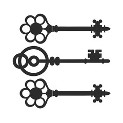 Obraz premium Vintage Key Silhouette Set Illustration. Minimalist Vintage Key Vector Design. Classic Vintage Key Icon Set Design.