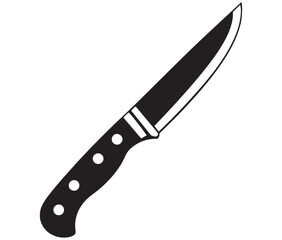 Knife isolated on white background, Knife silhouette, Realistic kitchen knife vector icon