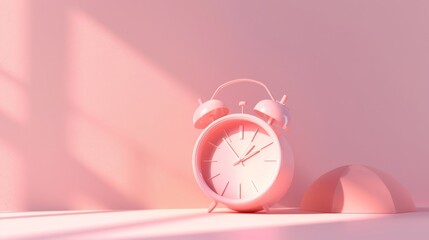 Pink Alarm Clock Minimalist Aesthetic Time Management