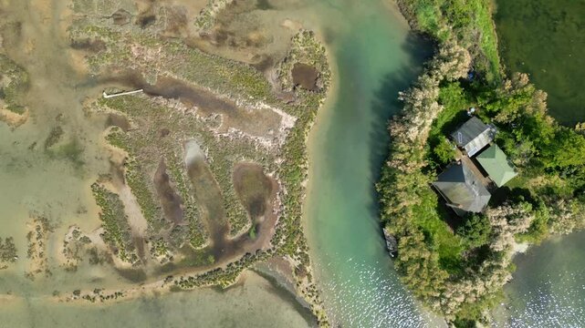 Grado Lagoon seen from above. Between waters, islands and uncontaminated nature