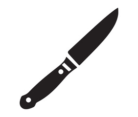 Knife isolated on white background, Knife silhouette, Realistic kitchen knife vector icon