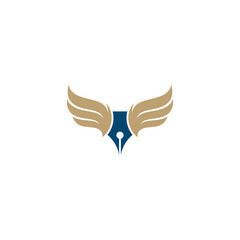 pen logo with wings in flat design
