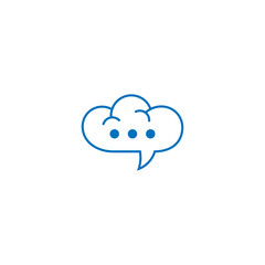 cloud logo with chat icon combination in line art design