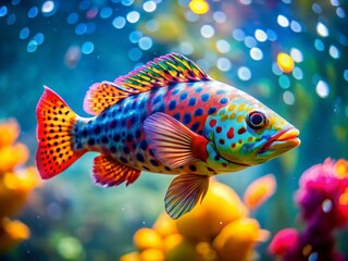 Colorful Spotted Fish Swimming in Clear Water, Showcasing Vibrant Patterns and Natural Beauty