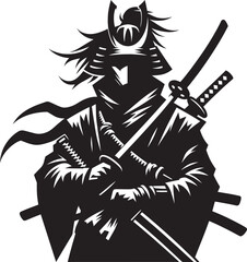 samurai warrior sward man mascot Silhouette illustration isolated on a white background