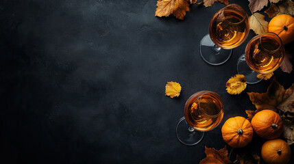 Celebrate autumn with a charming arrangement of pumpkins and wine glasses for a warm vibe