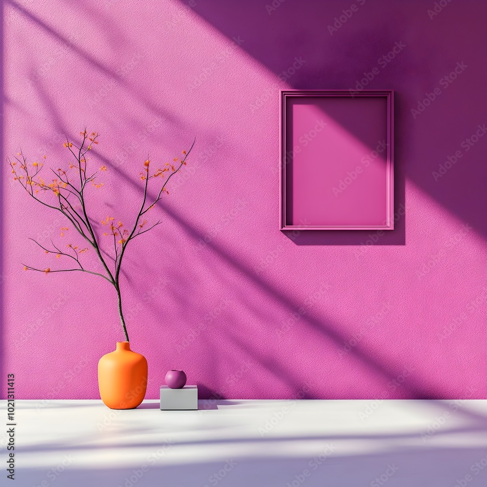 Aufkleber elegant 3d studio space with vibrant purple backdrop bare floor and wall featuring product display p