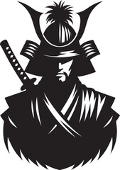 samurai warrior sward man mascot Silhouette illustration isolated on a white background