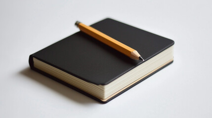 A pencil is on top of a notebook