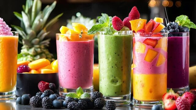Colorful Fruit Smoothies
