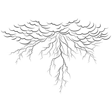 black lightning strikes from clouds clip art preview