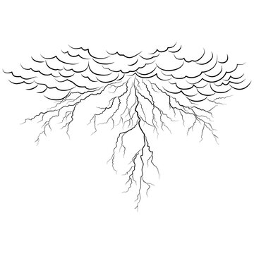 black lightning strikes from clouds clip art preview