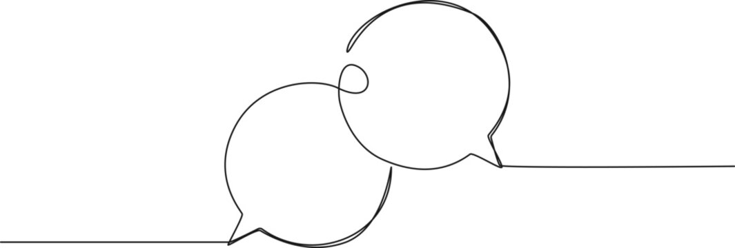 recommend clip art: continuous single line drawing of two speech bubbles, conversation symbol line art vector illustration