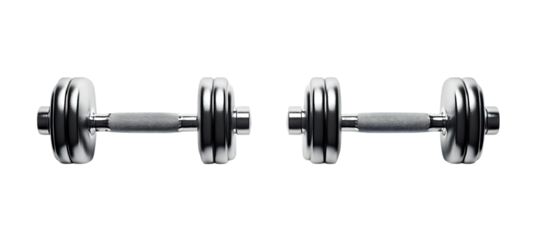 three set of Dumbbells isolated transparent background - Powered by Adobe
