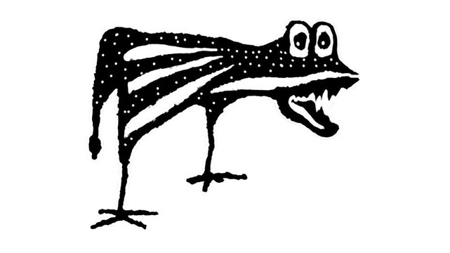 Monster drawing with labored breathing loop animation