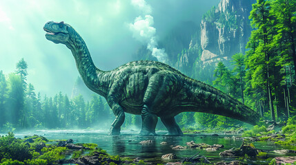 Fototapeta premium Giant Brachiosaurus.Dinosaur Realms Revealed