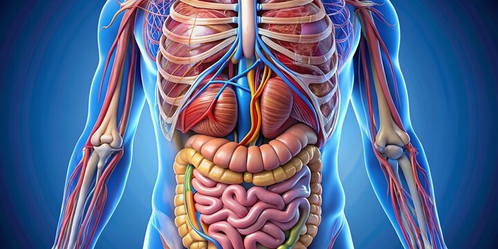 Detailed Abdominal Organ Diagram Illustrating Human Anatomy for Educational and Medical Purposes